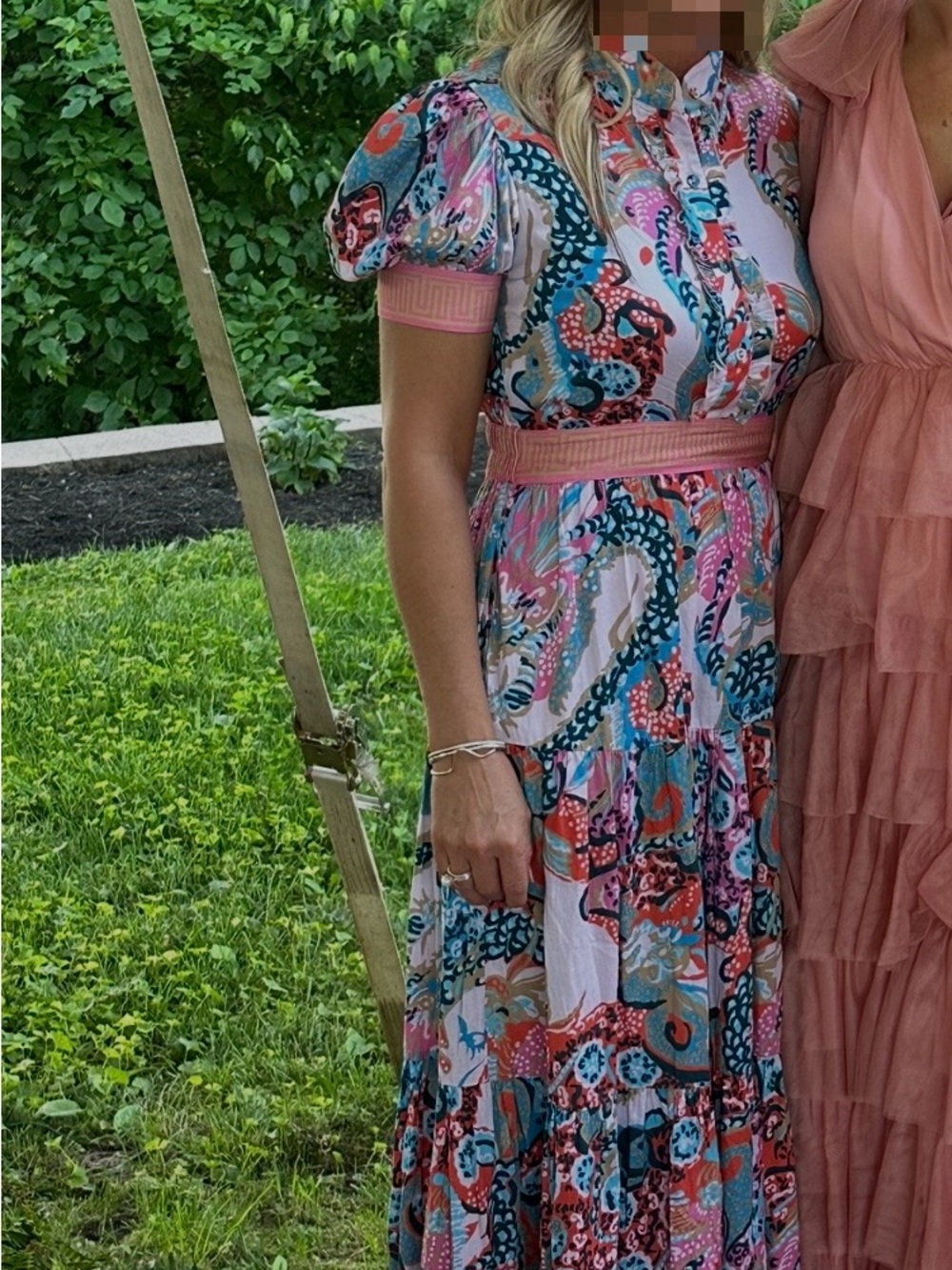 Paisley Tiered Maxi Skirt in Pink & Blue - Picture 2 of 4